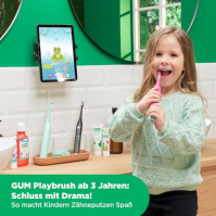 GUM Playbrush KIDS 3+, chytrý elektrický sonický zubní kartáček pro děti od 3 let s interaktivní aplikací pro hraní, ovládáním t